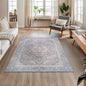 Bloom Rugs Washable Non-Slip 4' x 6' Rug - Blue/Steel Gray/Beige Traditional Medallion Area Rug for Living Room, Bedroom, Dining Room, and Kitchen - Exact Size: 4' x 6'