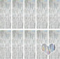 10 Pack Silver Backdrop Curtain 3.2ft x 8.2ft Metallic Tinsel Foil Fringe Curtains Photo Booth Background for Birthday Party Decoration Baby Shower Engagement Wedding Christmas Decoration (Silver)