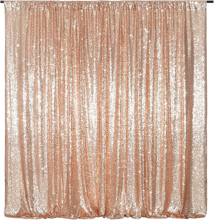 Poise3EHome Sequin Backdrop Curtain, 10Ft x 10Ft Rose Gold Glitter Photography Background Curtains, Sequence Xmas Thanksgiving Backdrop Drapes Decor
