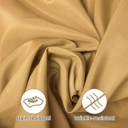 Ascoza 2pack 90x132 Inch Gold Rectangular Tablecloth 8 Feet Table Cloth in Polyester Fabric for Wedding/Banquet/Restaurant/Parties