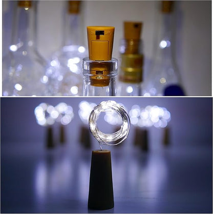 Wine Bottle Lights with Cork Switch, 15 LED 8 Pack Battery Operated Mini Fairy Copper Wire Cork String Lights for Party Wedding Christmas Festival Decoration (Cool White)