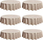 Fitable Faux Linen Round Tablecloths 90 Inch, 6 Pack - Fabric Textured Table Clothes for Round Folding Tables, Washable Neutral Table Covers for Wedding, Party, Banquet, Birthday, Nature Color