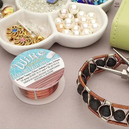 The Beadsmith Wire Elements Craft Wire – Tarnish Resistant, Soft Temper, Round, Antique Copper Color – 0.51mm, 24 Gauge, 20 Yard Spool – Jewelry Making, Wire Wrapping, Floral, & Other DIY Crafts