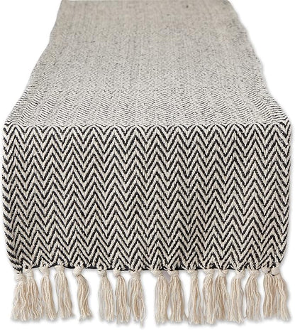 DII Woven Basic Tabletop Collection, Chevron Table Runner, 15x108, Black