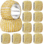 Decorative Beaded Napkin Rings Set of 12 - Rhinestone Serviette Holder for Table Décor, Christmas, Thanksgiving, Weddings, Parties, Artisan Festive Luxury Dining Napkin Holders (Yellow) - CLEENTABLE
