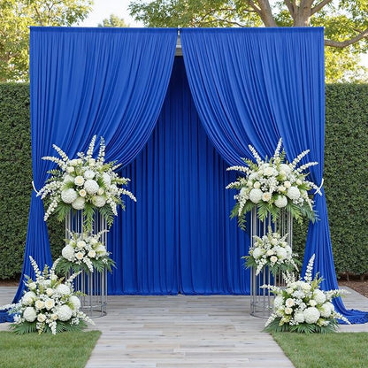10x10 ft Wrinkle Free Royal Blue Backdrop Curtains for Party Background, Silky Polyester Blue Photo Backdrop Drapes 2 Panels Back Drop Cloth for Wedding Birthday Photography Baby Shower Decor