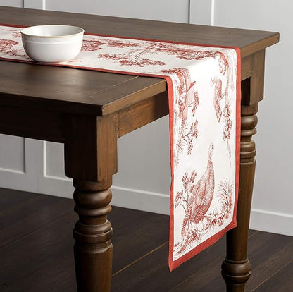 Maison d' Hermine Table Runner 100% Cotton Single Layer Table Runners 60 inches Long for Thanksgiving Christmas Decorations Home Kitchen Dining Party Wedding (Holy Jouy - Red, 14.5" x 60")