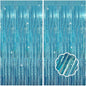 2 Pack Blue Streamers Party Decorations Tinsel Foil Fringe Curtains Photo Booth Celebration Birthday Decorations Ocean Party Decorations