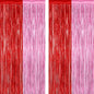 2 Pack Backdrop Curtains, 3.28 Feet x 7.05 Feet Red Pink Backdrop, Metallic Fringe Curtains Tinsel Backdrop Party Streamer, Babie Backdrop Happy Birthday Party Supplies Decorations