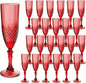 Plastic Champagne Flutes, 24PCS Dark Red Wine Glasses Goblets Cups Reusable Flute, for Christmas Weddings Christmas Bachelor Parties Toasting and Events(24, Dark Red)