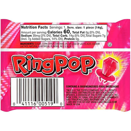 Ring Pop Individually Wrapped Pink Halloween Candy, Strawberry 30 Ct Lollipop Bulk, Lollipop Suckers for Kids, Fun Candy Bulk for Gender Reveal, Trick or Treat, Halloween Bowls, Gifts, Party Favors