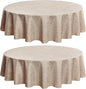 Fitable Faux Linen Round Tablecloths 60 Inches - 2 Pack Neutral Table Clothes Faux Burlap Table Covers for Kitchen, Dining, Party, Farmhouse, Picnic (Great for 20"-48" Round Tables, Nature)