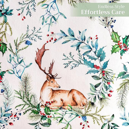 Maison d' Hermine Table Runner 100% Cotton Double Layer Table Runners 108 inches Long for Thanksgiving Christmas Decorations Home Kitchen Dining Party Wedding (Holly Time, 14.5" x 108")