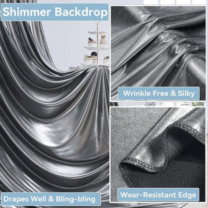 30x10 ft Wrinkle Free Black Silver Sequin Backdrop Curtain for Parties,Thick Not Fall Glitter Wedding Backdrop Drapes,6 Panels 5x10ft Shimmer Photo Back Drop Cloth for Birthday Photography Background