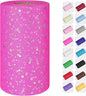 Glitter Tulle Rolls, 6' by 50 Yards (150FT) Sequin Tulle Netting Fabric for Tutu Skirts Sewing Birthday Wedding Party Decoration (Dark Pink)