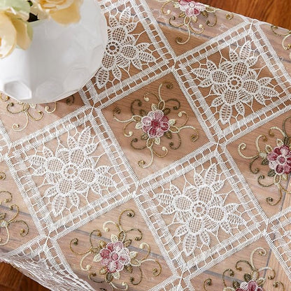 Warm Home Designs 60 Inch Round Tablecloth. Use Small White Tablecloth as Crochet Tablecloth, Coffee Table Cloth, Dresser Cover Top, Table Topper. Rustic Tablecloth for Vintage Kitchen. VTC White 60"
