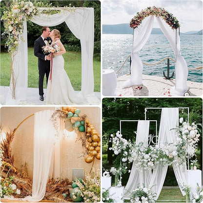 Wedding Arch Draping Fabric 2 Panels 28.7" x 20FT White Sheer Chiffon Backdrop Drapes for Wedding Ceremony Birthday Party Bridal Shower Outdoor Decoration