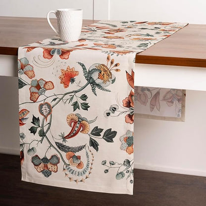 Maison d' Hermine Table Runner 100% Cotton Single Layer Table Runners 72 inches Long for Thanksgiving Christmas Decorations Home Kitchen Dining Party Wedding (Dalida, 14.5" x 72")