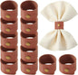 APTWOW Leather Napkin Rings Set of 12 - Fall Thanksgiving Napkin Rings Bulk, Brown Vintage Farmhouse Napkin Holder for Wedding Party Birthday Banquet Table Decor and Daily Use