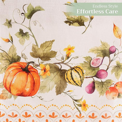 Maison d' Hermine Table Runner 100% Cotton Double Layer Table Runners 72 inches Long for Thanksgiving Christmas Decorations Home Kitchen Dining Wedding (Pumpkin Garden - Cloudy Cream, 14.5" x 72")