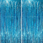 2 Pack Retro Blue Foil Fringe Backdrop Curtains, Tinsel Streamers Party Decorations, Fringe Backdrop, Door Shimmer for Retro Theme Party