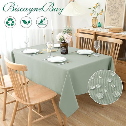 Biscaynebay Tablecloth for Rectangle Tables-52''x70'' Sage Outdoor Picnic Table Cover-Rectangular Folding Reusable Table Cloths Water Resistant for Kitchen Camping Dining Room Patio Banquet Party
