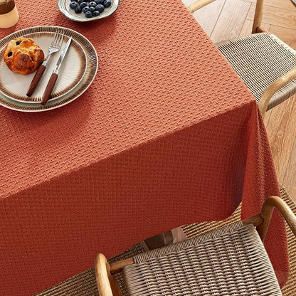MIULEE Fall Tablecloth Burnt Orange Linen Cottton Table Cloth Rectangle Waterproof Spillproof Cross-Star Textured Decorative Farmhouse Style for Dining Party Weddings 60x84 Inch