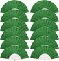 12 Pack Handheld Fan,Folding Hand Glitter fan with Shining Transparent Fan Rib – Ideal for Wedding, Church, Festival, Dance, Tea Party, Club, and EDM Accessories, Light green