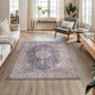 Bloom Rugs Washable Non-Slip 4' x 6' Rug - Dark Blue/Beige Traditional Medallion Area Rug for Living Room, Bedroom, Dining Room, and Kitchen - Exact Size: 4' x 6'