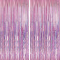 Crosize 2 Pack 3.3 x 9.9 ft Laser Pink Foil Fringe Backdrop Curtain, Streamer Backdrop Curtains, Streamers Birthday Party Decorations, Tinsel Curtain for Parties, Galentines Decor, Preppy, Photo Booth