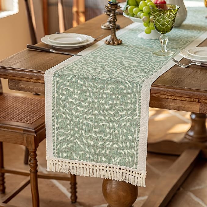 Table Runners 107 Inches,Waterproof Boho Table Runner with Tassel Fringe,Table Runner for Party Coffee Table