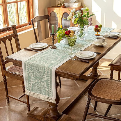 Table Runners 63 Inches,Waterproof Boho Table Runner with Tassel Fringe,Table Runner for Party Coffee Table