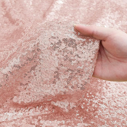 Sugargirl Rose Gold Sequin Backdrop Curtain 2 Panels 2FTx8FT Glitter Rose Gold Background Drapes Sparkle Photography Backdrop for Party Wedding Birthday Wall Decoration