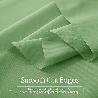 VACVELT Wedding Arch Draping Fabric Sage Green Chiffon, 2 Panels Sheer Drapes 30 Inch x 20ft Chiffon Backdrop Curtain Decor, Outdoor Sheer Drapery for Ceremony Party Ceiling