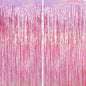 2 Pack Laser Pink Tinsel Foil Fringe Curtains, Mothers Day Pink Decorations, Metallic Tinsel Party Streamers Backdrop for Birthday Bachelorette Graduation Wedding Party Decorations