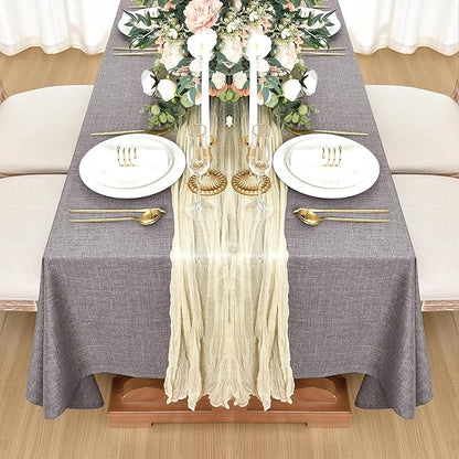 Fitable Square Table Cloth Linen Textured: Water & Stain Resistant Farmhouse Tablecloth, Washable Burlap Table Covers for Kitchen Dining Party(2 Pack, 54x54 Inch, Stone)
