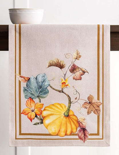 Maison d' Hermine Table Runner 100% Cotton Single Layer Table Runners 90 inches Long for Thanksgiving Christmas Decorations Home Kitchen Dining Party Wedding (Potiron, 14.5" x 90")