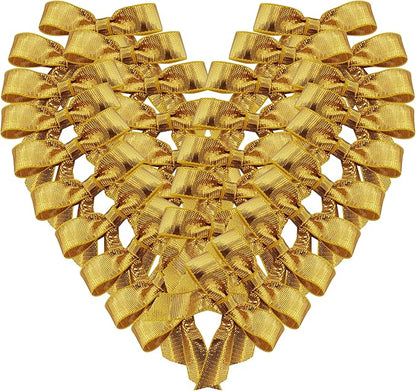 50pcs 1-1/2" Gold Satin Ribbon Bows Without Twist Ties for Gift Wrapping Packing Christmas Decoration (Gold)