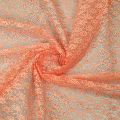 MDS Pack of 10 Wedding 12 x 108 inches Lace Table Runner for Wedding, Decorations for Birthday Parties, Banquets, Graduations, Engagements, and Runners fit Rectangle, Round Table- Peach