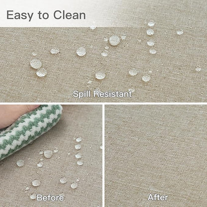 maxmill Round Linen Textured Tablecloth Spill-Proof Stainproof Wrinkle Free Washable Fabric Table Cloth for Circular Table Cover, Dining Room Buffet Banquet Parties Holiday Dinner, 70 Inch Linen