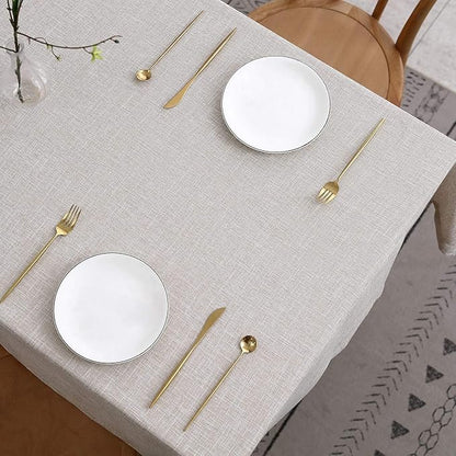 maxmill Flaxy Faux Linen Tablecloth with 2-Tone Slubby Yarn Textured Weaves Wrinkle Resistant Anti-Shrink Soft Table Cloth for Kitchen Dining Restaurant Tabletop Rectangle 60 x 120 Inch Linen