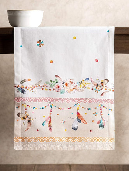 Maison d' Hermine Table Runner 100% Cotton Single Layer Table Runners 72 inches Long Decorative for Home Kitchen Dining Party Wedding Bridal Shower Spring Summer (Ibiza - Beige, 14.50" x 72")