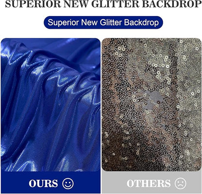 10x10ft Thick Royal Blue Glitter Backdrop Curtain Panels for Parties, Wrinkle Free Sequin Sparking Photo Backdrop Drapes, 2 Panels 5x10ft Shimmer Back Drop Cloth for Wedding Birthday Photography
