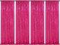 Fuchsia Sequin Backdrop Drapes 4 Panels 2FTx8FT Glitter Backdrop Curtains for Wedding Party Stage Decorations