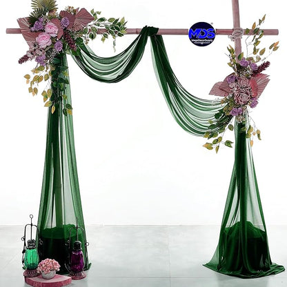 MDS Halloween Chiffon Draping Fabric - 2 Panel, 30" Wide x 20ft Long - Sheer Spooky Arbor & Canopy Drapery for Haunted House Backdrops, Party Ceilings, DIY Costumes & Themed Events - Hunter Green