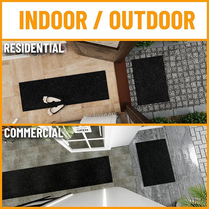 Ottomanson 2'7" x 9'10" Hallway Runner with Scraper Pile - Extra Durable Non-Slip Rug Mat for Indoor & Outdoor Use - Ideal for Kitchen, Entryway & Garage - High-Traffic Carpet, Black