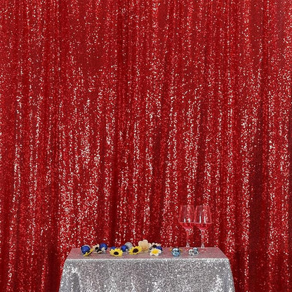 Poise3EHome Red Sequin Backdrop,7FT x 7FT Sequin Photography Backdrop Curtain for Party Decoration