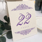 Paisley Wedding Table Numbers (Select Color/Quantity), Champagne, Purple, 1-25, Double Sided, Tent or Use in a Stand, Great for Parties & Restaurants - Made in the USA