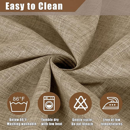 Fitable Faux Flax Rectangle Tablecloth Wrinkle Resistant Fabric Table Cloth, Indoor Outdoor Table Cover for Kitchen Dining, Camping, Farmhouse (Mocha, 54 x 78 Inch)