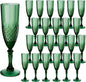 Plastic Champagne Flutes, 24PCS Dark Green Wine Glasses Goblets Cups Reusable Flute, for Christmas Weddings Bachelor Parties Toasting and Events(24, Dark Green)